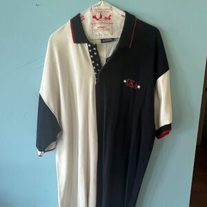 Vintage Time A.M. Men's Vintage USA Polo Shirt Size XL Red White Blue